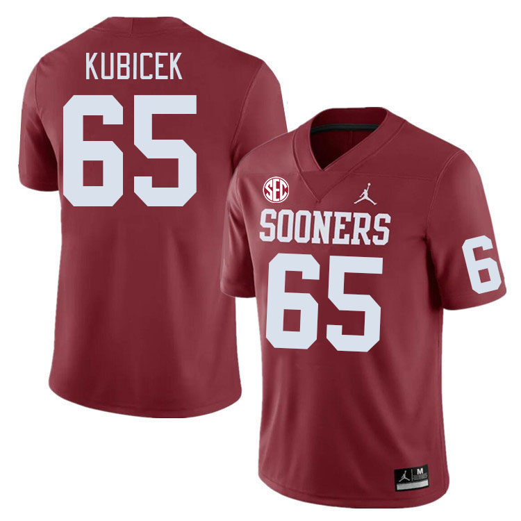 Men #65 Ty Kubicek Oklahoma Sooners 2024 SEC Conference College Football Jerseys-Crimson